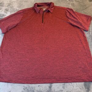 Alfani Big Tall Red Heathered Short Sleeve Quarter Zip Polo Shirt Mens 3XB